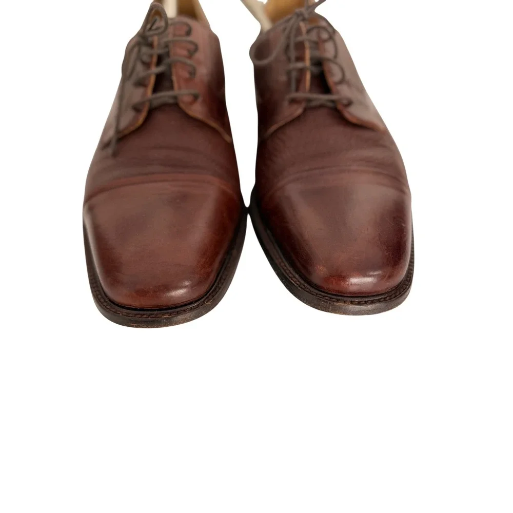 Johnston & Murphy Mens Brown Leather Cap Toe Derby Shoes Italy 15-15000 10 M